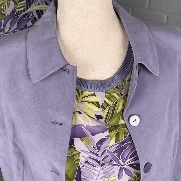 Josephine Chaus 3Pc Set Women Medium Purple Floral Jacket Cardigan Top Silk - Picture 2 of 16